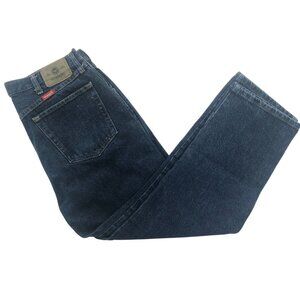 Wrangler Men's Dark Denim Blue Jeans Pants Straight Leg High Waist Size 36 x 29